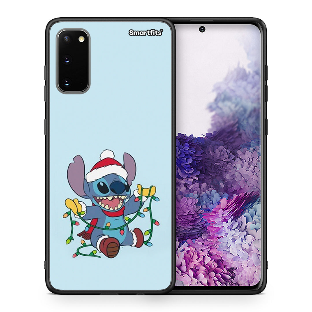 Θήκη Samsung S20 Santa Stich από τη Smartfits με σχέδιο στο πίσω μέρος και μαύρο περίβλημα | Samsung S20 Santa Stich case with colorful back and black bezels