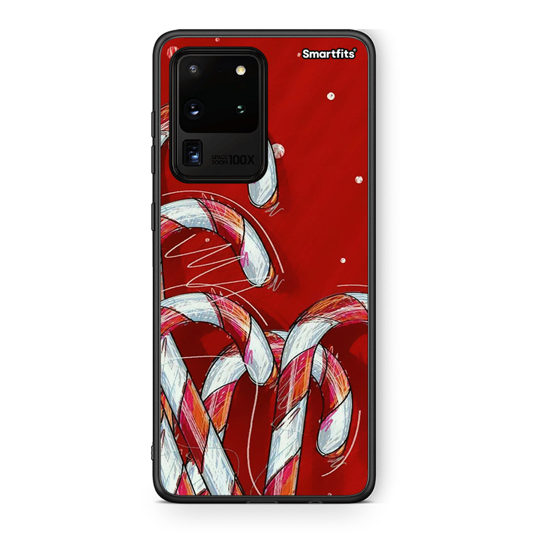 Samsung S20 Ultra Candy Cane θήκη από τη Smartfits με σχέδιο στο πίσω μέρος και μαύρο περίβλημα | Smartphone case with colorful back and black bezels by Smartfits