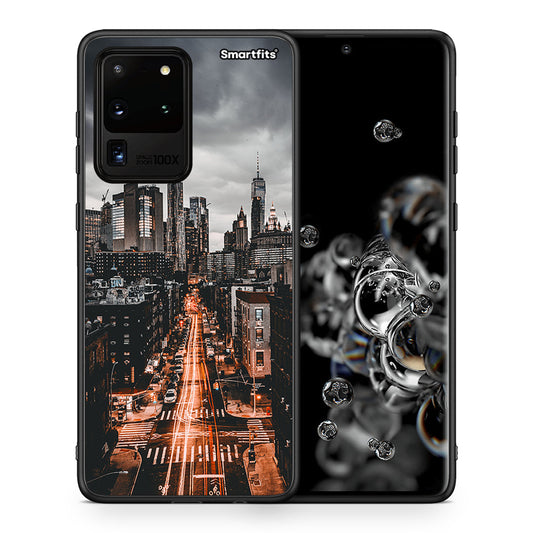 Θήκη Samsung S20 Ultra City Lights από τη Smartfits με σχέδιο στο πίσω μέρος και μαύρο περίβλημα | Samsung S20 Ultra City Lights case with colorful back and black bezels