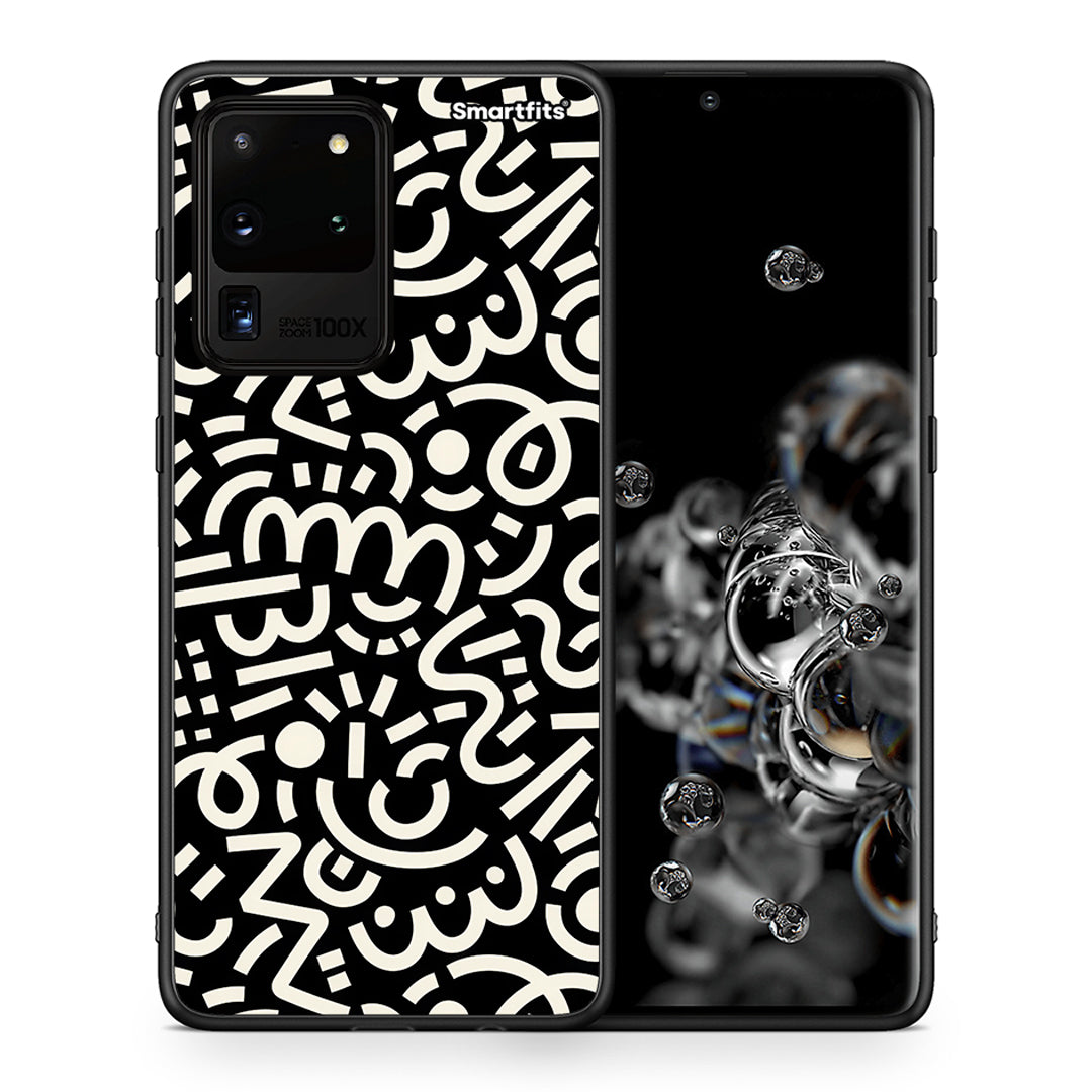 Θήκη Samsung S20 Ultra Doodle Art από τη Smartfits με σχέδιο στο πίσω μέρος και μαύρο περίβλημα | Samsung S20 Ultra Doodle Art case with colorful back and black bezels