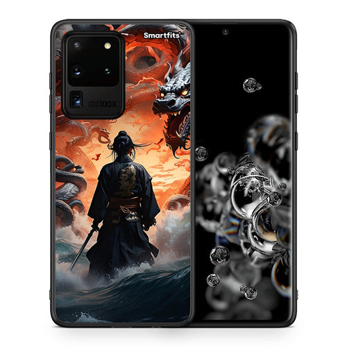 Θήκη Samsung S20 Ultra Dragons Fight από τη Smartfits με σχέδιο στο πίσω μέρος και μαύρο περίβλημα | Samsung S20 Ultra Dragons Fight case with colorful back and black bezels