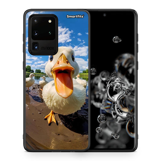 Θήκη Samsung S20 Ultra Duck Face από τη Smartfits με σχέδιο στο πίσω μέρος και μαύρο περίβλημα | Samsung S20 Ultra Duck Face case with colorful back and black bezels