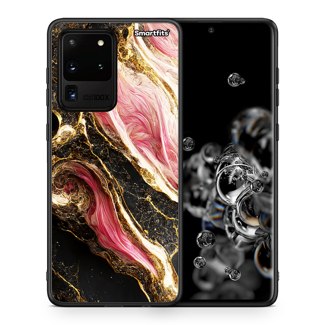 Θήκη Samsung S20 Ultra Glamorous Pink Marble από τη Smartfits με σχέδιο στο πίσω μέρος και μαύρο περίβλημα | Samsung S20 Ultra Glamorous Pink Marble case with colorful back and black bezels
