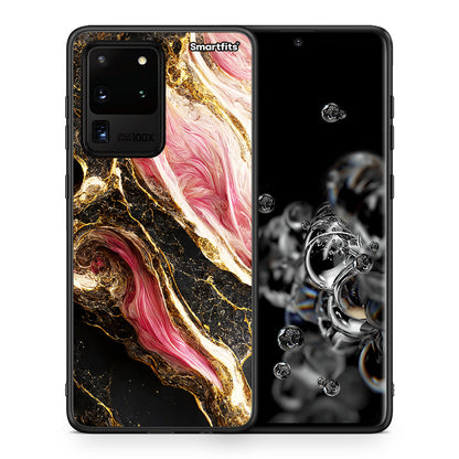 Θήκη Samsung S20 Ultra Glamorous Pink Marble από τη Smartfits με σχέδιο στο πίσω μέρος και μαύρο περίβλημα | Samsung S20 Ultra Glamorous Pink Marble case with colorful back and black bezels