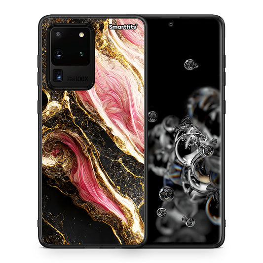 Θήκη Samsung S20 Ultra Glamorous Pink Marble από τη Smartfits με σχέδιο στο πίσω μέρος και μαύρο περίβλημα | Samsung S20 Ultra Glamorous Pink Marble case with colorful back and black bezels