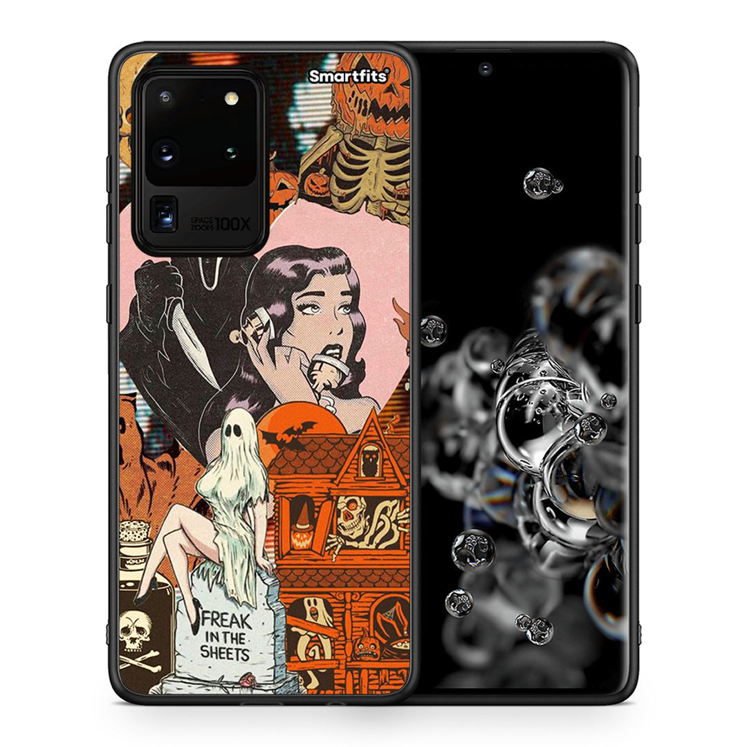 Θήκη Samsung S20 Ultra Halloween Collage από τη Smartfits με σχέδιο στο πίσω μέρος και μαύρο περίβλημα | Samsung S20 Ultra Halloween Collage case with colorful back and black bezels
