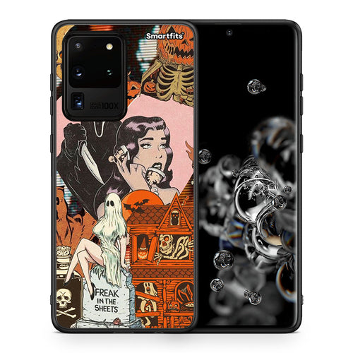 Θήκη Samsung S20 Ultra Halloween Collage από τη Smartfits με σχέδιο στο πίσω μέρος και μαύρο περίβλημα | Samsung S20 Ultra Halloween Collage case with colorful back and black bezels