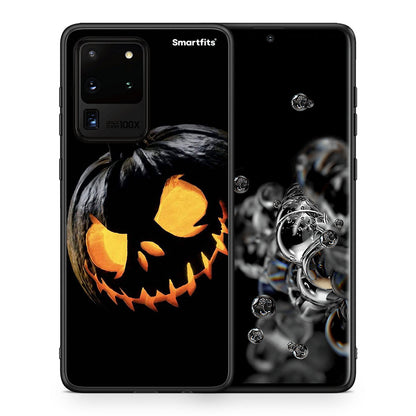 Θήκη Samsung S20 Ultra Halloween Scary Pumpkin από τη Smartfits με σχέδιο στο πίσω μέρος και μαύρο περίβλημα | Samsung S20 Ultra Halloween Scary Pumpkin case with colorful back and black bezels