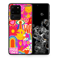 Thumbnail for Θήκη Samsung S20 Ultra Hippie Love από τη Smartfits με σχέδιο στο πίσω μέρος και μαύρο περίβλημα | Samsung S20 Ultra Hippie Love case with colorful back and black bezels