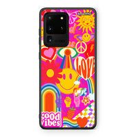 Thumbnail for Samsung S20 Ultra Hippie Love θήκη από τη Smartfits με σχέδιο στο πίσω μέρος και μαύρο περίβλημα | Smartphone case with colorful back and black bezels by Smartfits