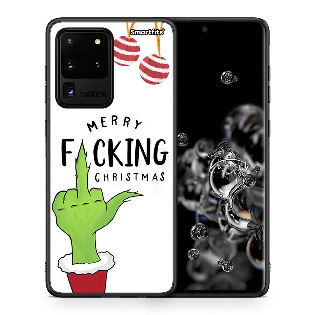 Θήκη Samsung S20 Ultra Merry F Xmas από τη Smartfits με σχέδιο στο πίσω μέρος και μαύρο περίβλημα | Samsung S20 Ultra Merry F Xmas case with colorful back and black bezels