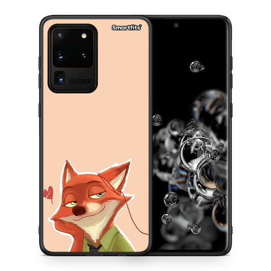 Θήκη Samsung S20 Ultra Nick Wilde And Judy Hopps Love 1 από τη Smartfits με σχέδιο στο πίσω μέρος και μαύρο περίβλημα | Samsung S20 Ultra Nick Wilde And Judy Hopps Love 1 case with colorful back and black bezels