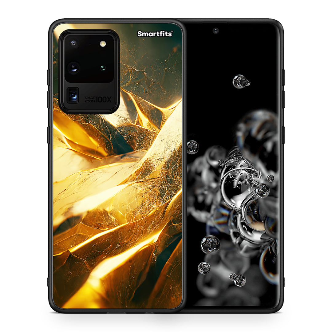Θήκη Samsung S20 Ultra Real Gold από τη Smartfits με σχέδιο στο πίσω μέρος και μαύρο περίβλημα | Samsung S20 Ultra Real Gold case with colorful back and black bezels