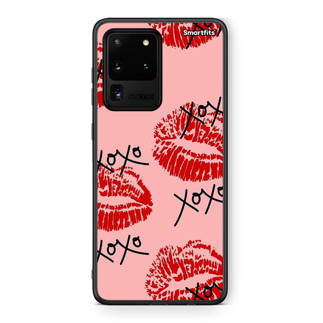 Samsung S20 Ultra XOXO Lips θήκη από τη Smartfits με σχέδιο στο πίσω μέρος και μαύρο περίβλημα | Smartphone case with colorful back and black bezels by Smartfits
