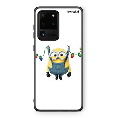 Samsung S20 Ultra Xmas Minion Lights θήκη από τη Smartfits με σχέδιο στο πίσω μέρος και μαύρο περίβλημα | Smartphone case with colorful back and black bezels by Smartfits