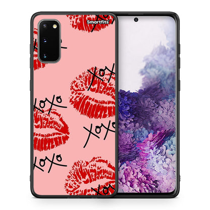 Θήκη Samsung S20 XOXO Lips από τη Smartfits με σχέδιο στο πίσω μέρος και μαύρο περίβλημα | Samsung S20 XOXO Lips case with colorful back and black bezels