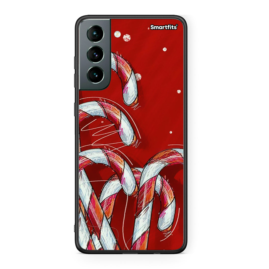 Samsung S21 Candy Cane θήκη από τη Smartfits με σχέδιο στο πίσω μέρος και μαύρο περίβλημα | Smartphone case with colorful back and black bezels by Smartfits
