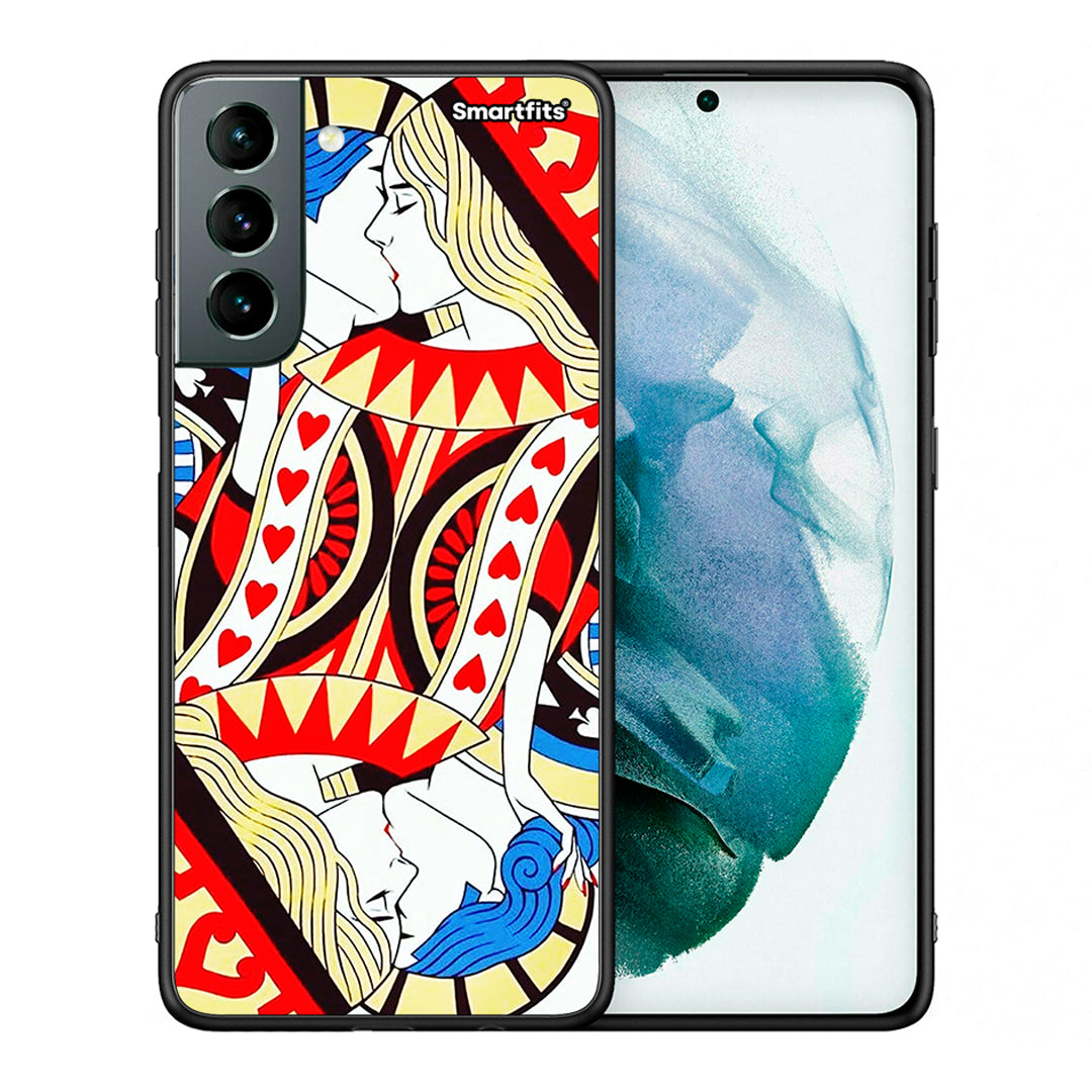 Θήκη Samsung S21 Card Love από τη Smartfits με σχέδιο στο πίσω μέρος και μαύρο περίβλημα | Samsung S21 Card Love case with colorful back and black bezels