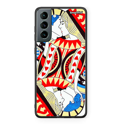 Samsung S21 Card Love θήκη από τη Smartfits με σχέδιο στο πίσω μέρος και μαύρο περίβλημα | Smartphone case with colorful back and black bezels by Smartfits