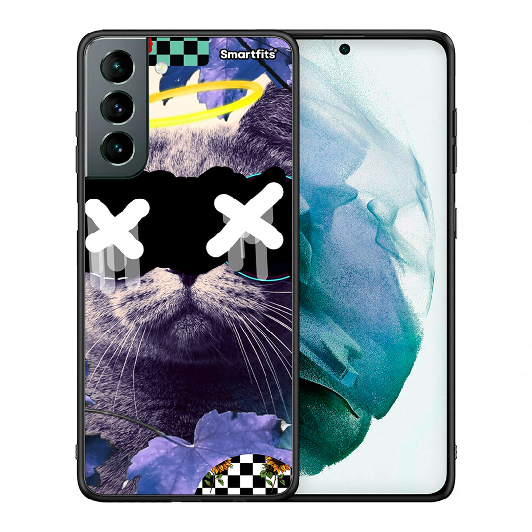 Θήκη Samsung S21 Cat Collage από τη Smartfits με σχέδιο στο πίσω μέρος και μαύρο περίβλημα | Samsung S21 Cat Collage case with colorful back and black bezels