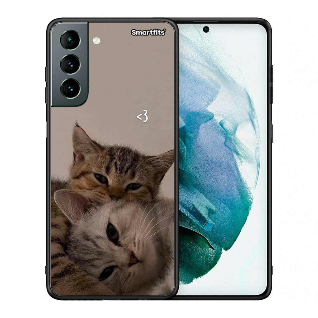 Θήκη Samsung S21 Cats In Love από τη Smartfits με σχέδιο στο πίσω μέρος και μαύρο περίβλημα | Samsung S21 Cats In Love case with colorful back and black bezels