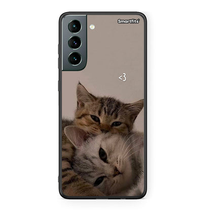 Samsung S21 Cats In Love Θήκη από τη Smartfits με σχέδιο στο πίσω μέρος και μαύρο περίβλημα | Smartphone case with colorful back and black bezels by Smartfits
