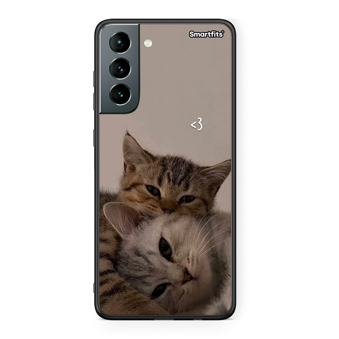 Samsung S21 Cats In Love Θήκη από τη Smartfits με σχέδιο στο πίσω μέρος και μαύρο περίβλημα | Smartphone case with colorful back and black bezels by Smartfits