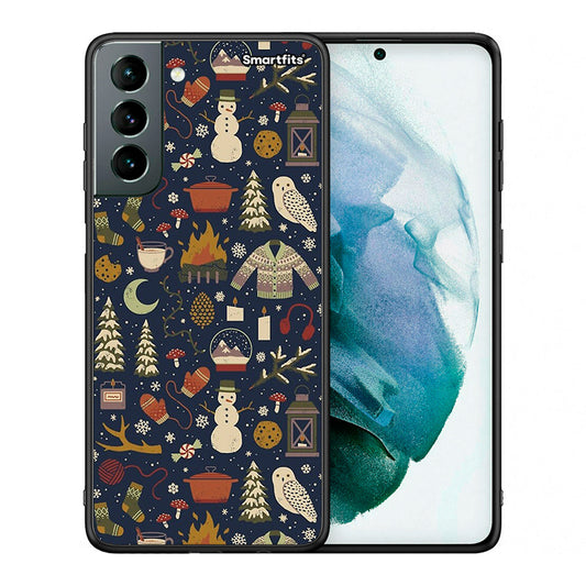 Θήκη Samsung S21 Christmas Elements από τη Smartfits με σχέδιο στο πίσω μέρος και μαύρο περίβλημα | Samsung S21 Christmas Elements case with colorful back and black bezels