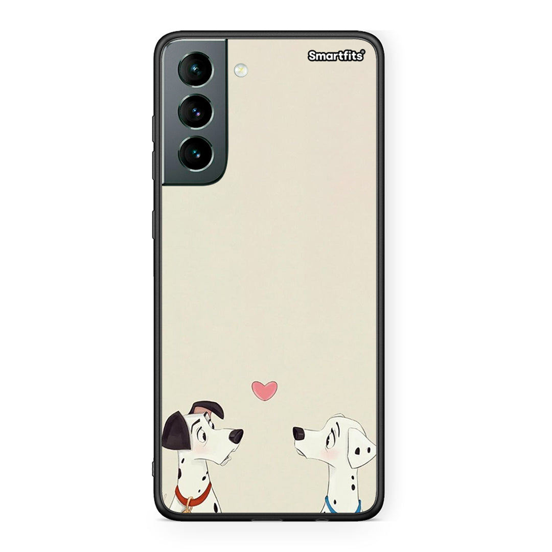 Samsung S21 Dalmatians Love θήκη από τη Smartfits με σχέδιο στο πίσω μέρος και μαύρο περίβλημα | Smartphone case with colorful back and black bezels by Smartfits