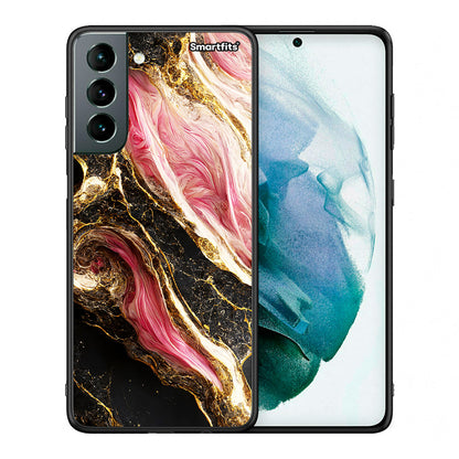Θήκη Samsung S21 Glamorous Pink Marble από τη Smartfits με σχέδιο στο πίσω μέρος και μαύρο περίβλημα | Samsung S21 Glamorous Pink Marble case with colorful back and black bezels