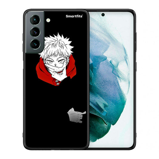 Θήκη Samsung S21 Itadori Anime από τη Smartfits με σχέδιο στο πίσω μέρος και μαύρο περίβλημα | Samsung S21 Itadori Anime case with colorful back and black bezels