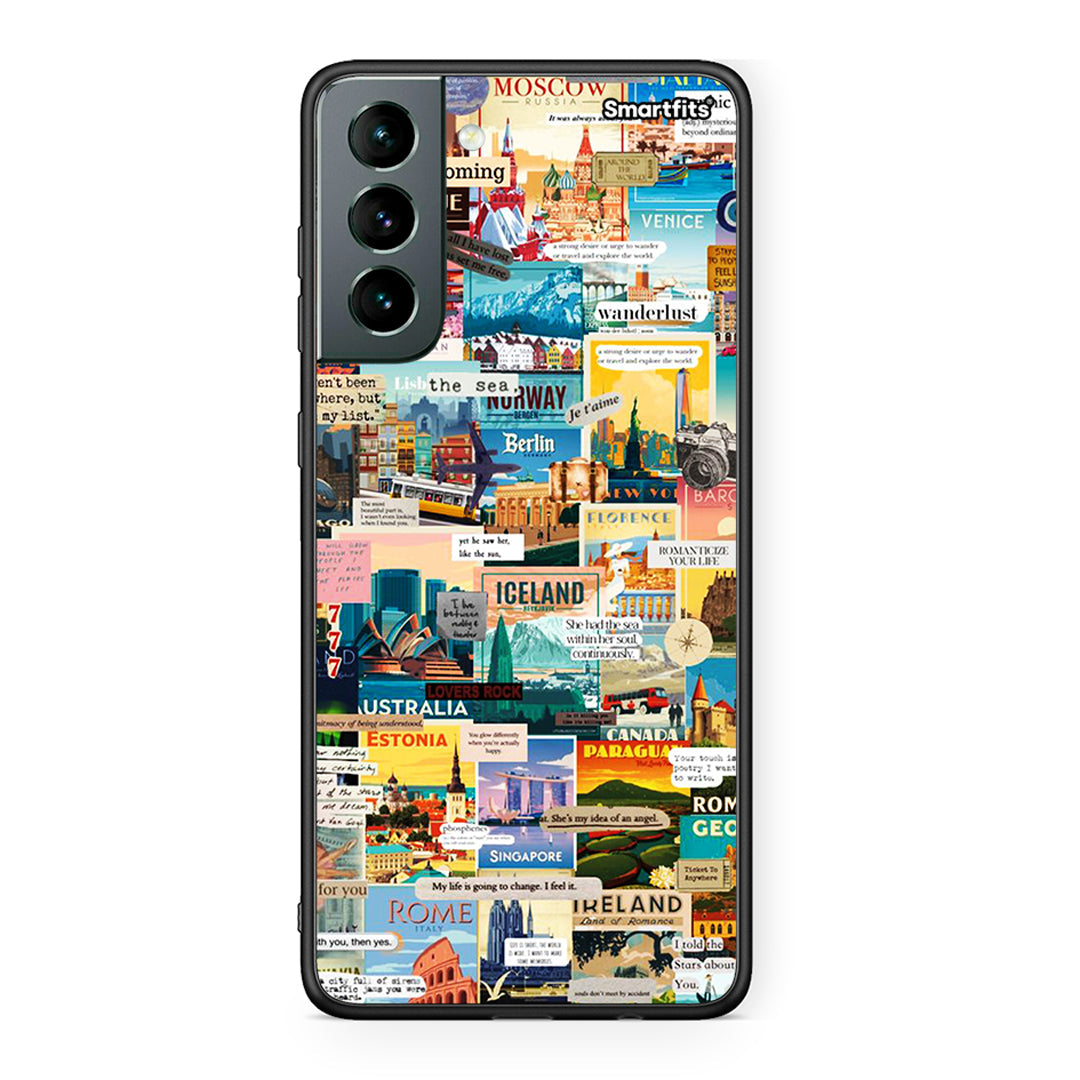 Samsung S21 Live To Travel θήκη από τη Smartfits με σχέδιο στο πίσω μέρος και μαύρο περίβλημα | Smartphone case with colorful back and black bezels by Smartfits