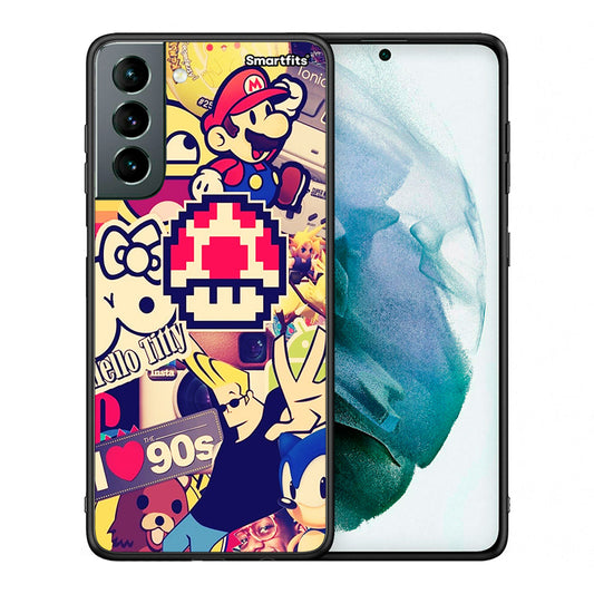 Θήκη Samsung S21 Love The 90s από τη Smartfits με σχέδιο στο πίσω μέρος και μαύρο περίβλημα | Samsung S21 Love The 90s case with colorful back and black bezels