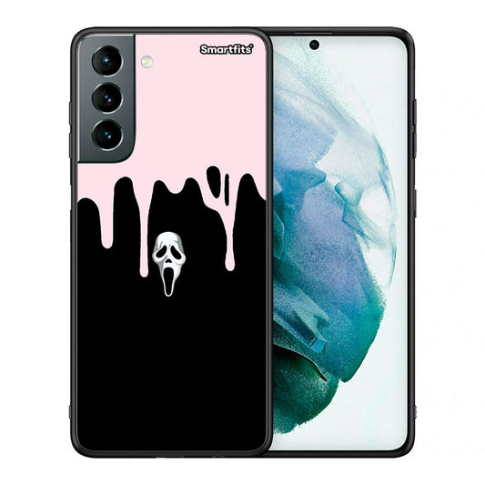 Θήκη Samsung S21 Melting Halloween Mask από τη Smartfits με σχέδιο στο πίσω μέρος και μαύρο περίβλημα | Samsung S21 Melting Halloween Mask case with colorful back and black bezels