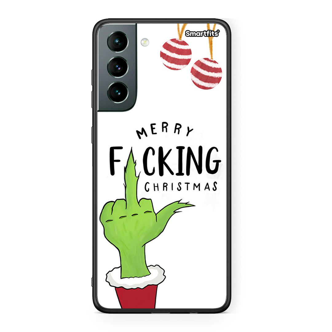 Samsung S21 Merry F Xmas θήκη από τη Smartfits με σχέδιο στο πίσω μέρος και μαύρο περίβλημα | Smartphone case with colorful back and black bezels by Smartfits