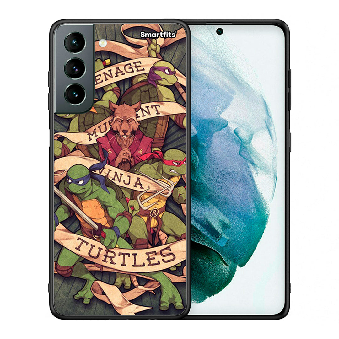 Θήκη Samsung S21 Ninja Turtles από τη Smartfits με σχέδιο στο πίσω μέρος και μαύρο περίβλημα | Samsung S21 Ninja Turtles case with colorful back and black bezels