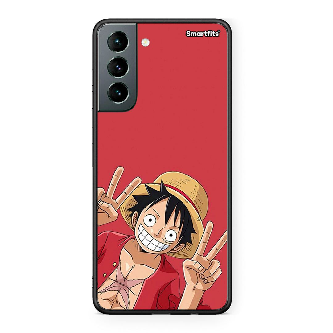 Samsung S21 Pirate Luffy Θήκη από τη Smartfits με σχέδιο στο πίσω μέρος και μαύρο περίβλημα | Smartphone case with colorful back and black bezels by Smartfits