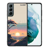 Thumbnail for Θήκη Samsung S21 Pixel Sunset από τη Smartfits με σχέδιο στο πίσω μέρος και μαύρο περίβλημα | Samsung S21 Pixel Sunset case with colorful back and black bezels