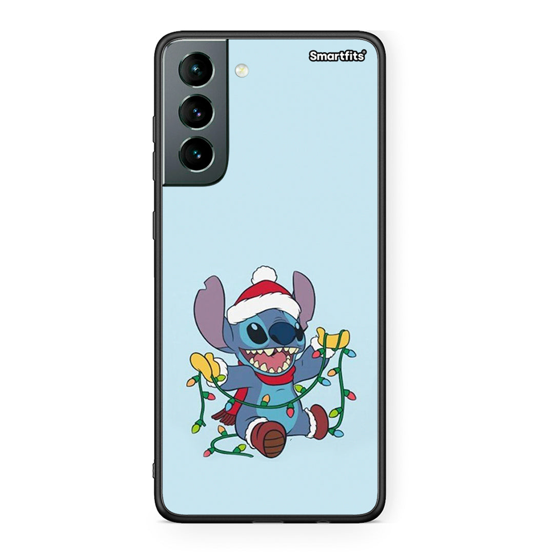 Samsung S21 Santa Stich θήκη από τη Smartfits με σχέδιο στο πίσω μέρος και μαύρο περίβλημα | Smartphone case with colorful back and black bezels by Smartfits