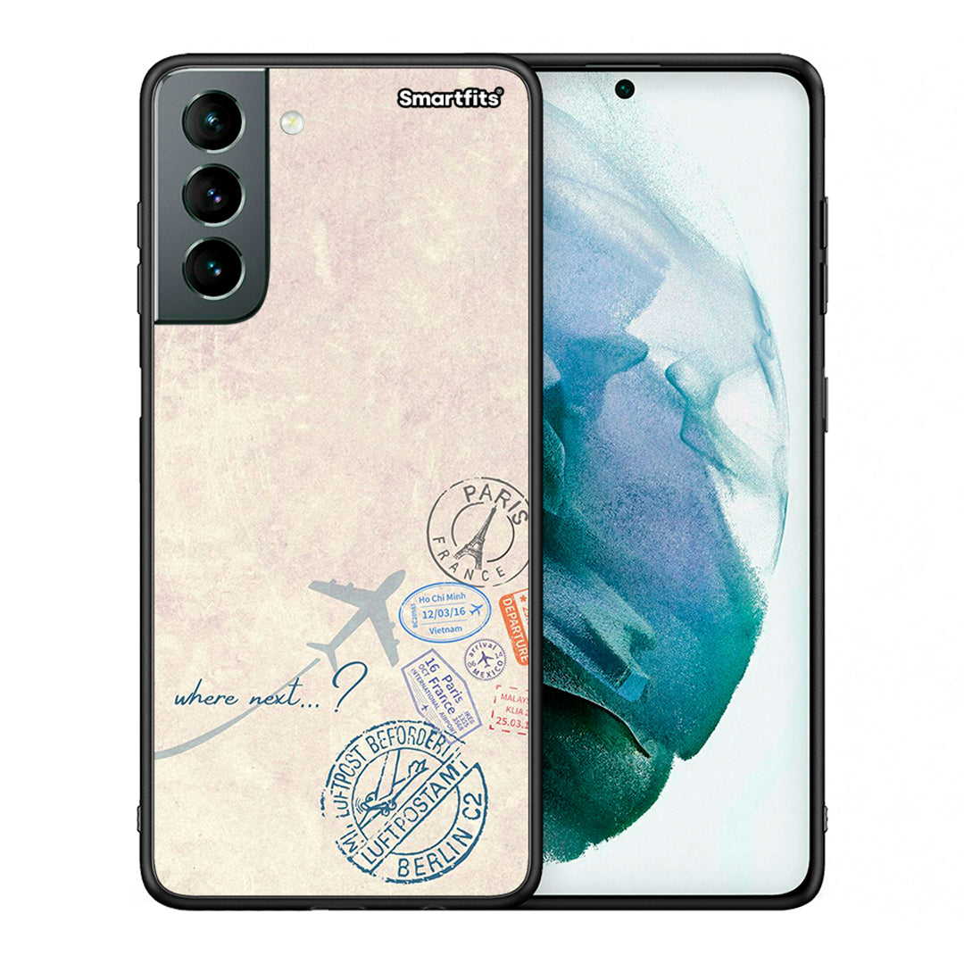 Θήκη Samsung S21 Where Next από τη Smartfits με σχέδιο στο πίσω μέρος και μαύρο περίβλημα | Samsung S21 Where Next case with colorful back and black bezels