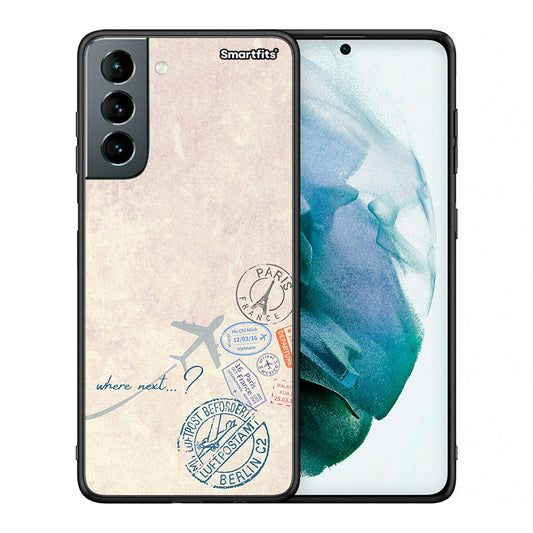 Θήκη Samsung S21 Where Next από τη Smartfits με σχέδιο στο πίσω μέρος και μαύρο περίβλημα | Samsung S21 Where Next case with colorful back and black bezels