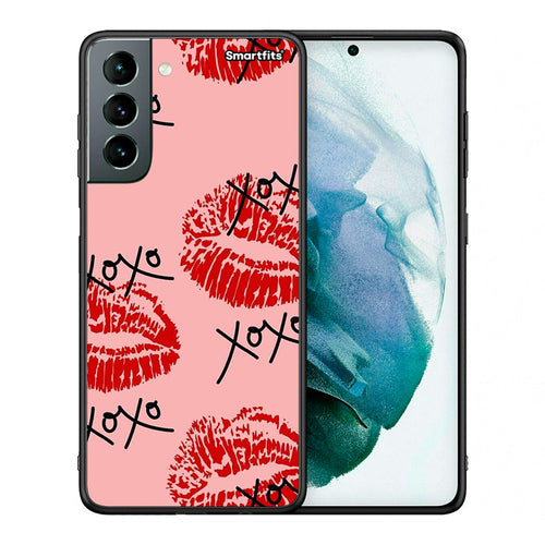 Θήκη Samsung S21 XOXO Lips από τη Smartfits με σχέδιο στο πίσω μέρος και μαύρο περίβλημα | Samsung S21 XOXO Lips case with colorful back and black bezels