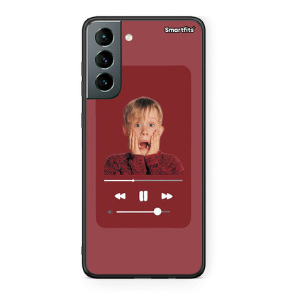 Samsung S21 Xmas Alone Music θήκη από τη Smartfits με σχέδιο στο πίσω μέρος και μαύρο περίβλημα | Smartphone case with colorful back and black bezels by Smartfits