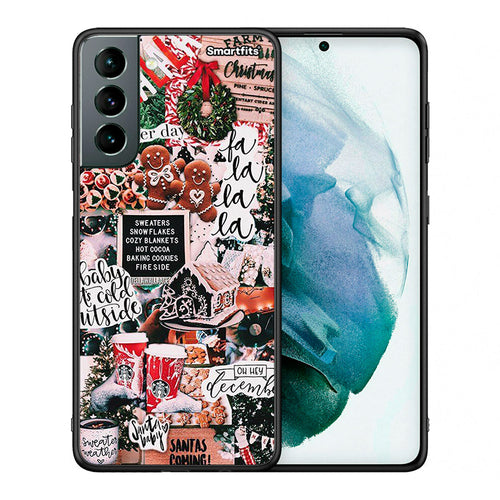 Θήκη Samsung S21 Xmas Habbits από τη Smartfits με σχέδιο στο πίσω μέρος και μαύρο περίβλημα | Samsung S21 Xmas Habbits case with colorful back and black bezels