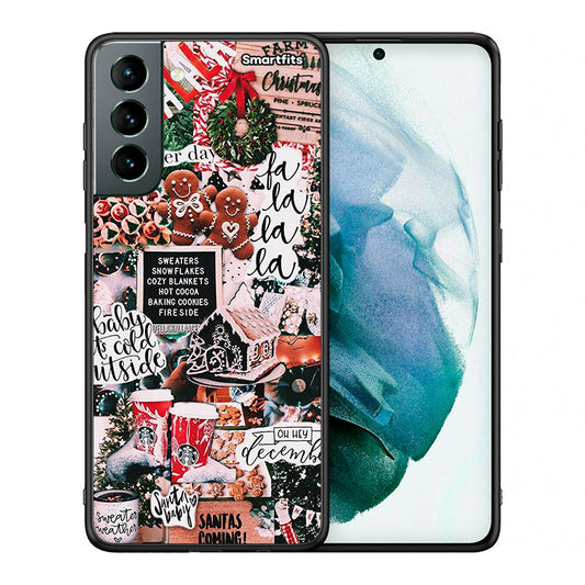 Θήκη Samsung S21 Xmas Habbits από τη Smartfits με σχέδιο στο πίσω μέρος και μαύρο περίβλημα | Samsung S21 Xmas Habbits case with colorful back and black bezels