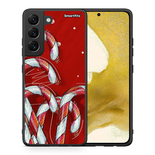 Θήκη Samsung S22 Candy Cane από τη Smartfits με σχέδιο στο πίσω μέρος και μαύρο περίβλημα | Samsung S22 Candy Cane case with colorful back and black bezels