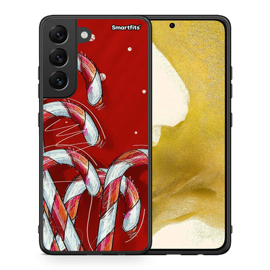 Θήκη Samsung S22 Candy Cane από τη Smartfits με σχέδιο στο πίσω μέρος και μαύρο περίβλημα | Samsung S22 Candy Cane case with colorful back and black bezels