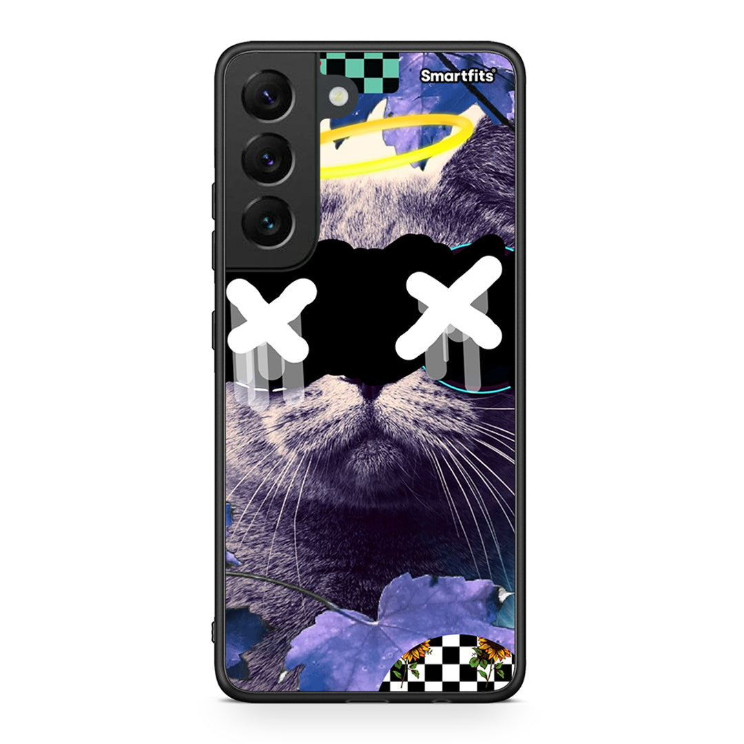Samsung S22 Cat Collage θήκη από τη Smartfits με σχέδιο στο πίσω μέρος και μαύρο περίβλημα | Smartphone case with colorful back and black bezels by Smartfits