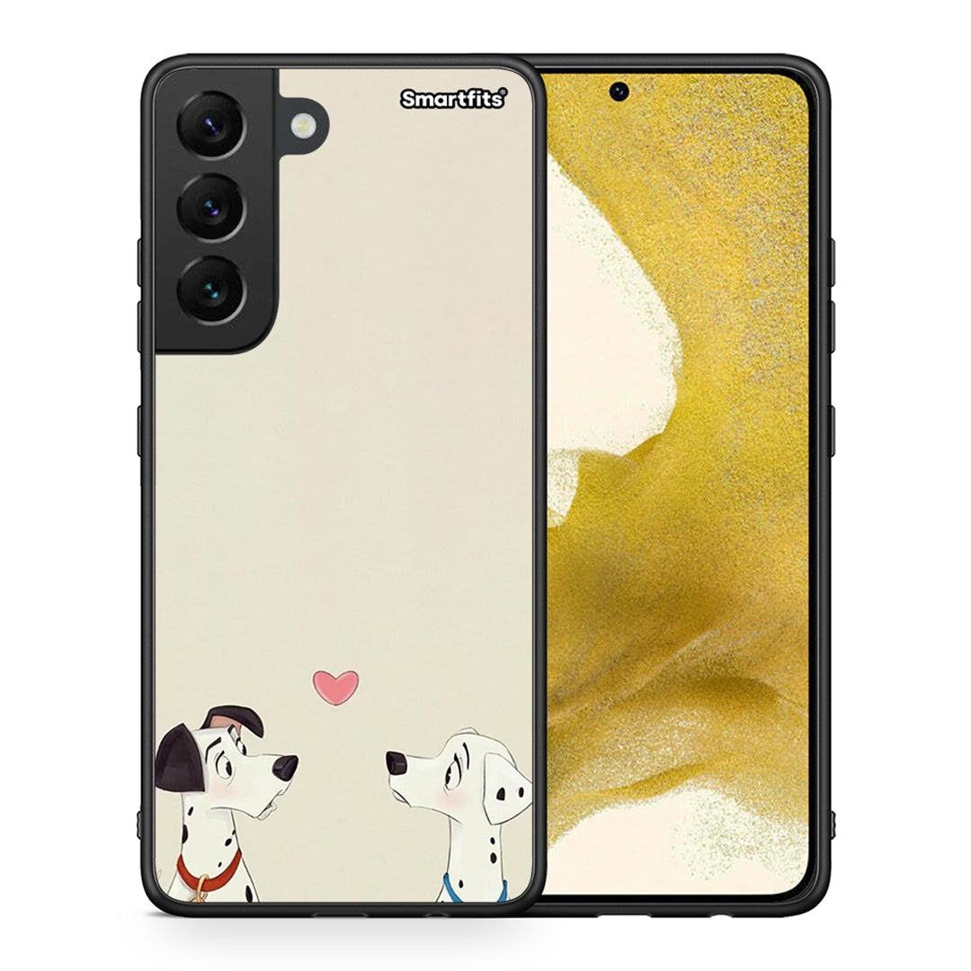 Θήκη Samsung S22 Dalmatians Love από τη Smartfits με σχέδιο στο πίσω μέρος και μαύρο περίβλημα | Samsung S22 Dalmatians Love case with colorful back and black bezels
