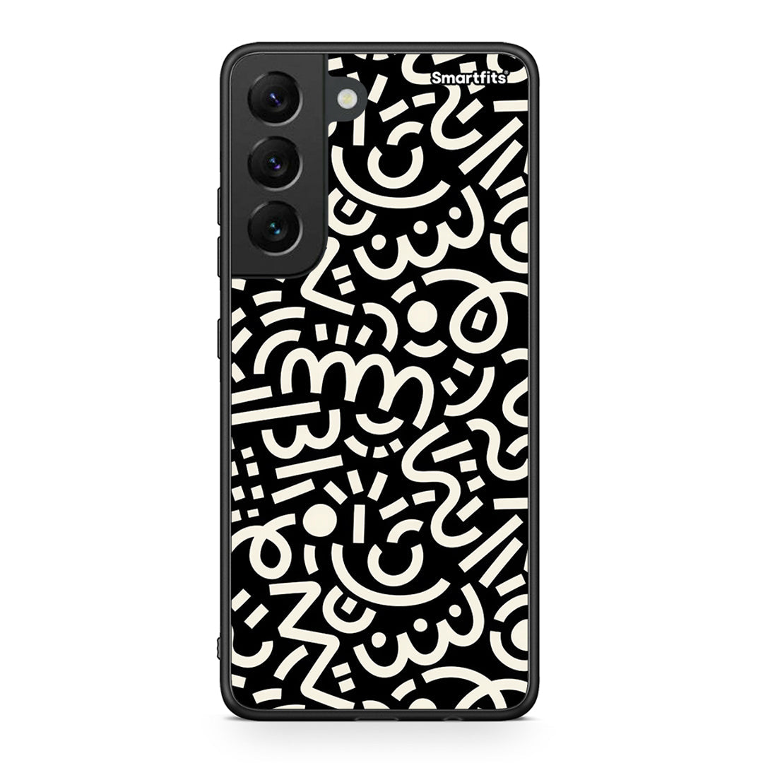 Samsung S22 Doodle Art Θήκη από τη Smartfits με σχέδιο στο πίσω μέρος και μαύρο περίβλημα | Smartphone case with colorful back and black bezels by Smartfits